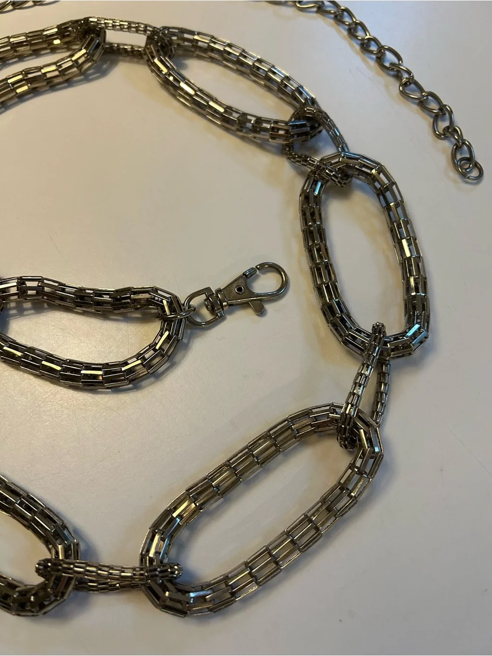 Vintage Boho Silver-tone Mesh Chain Link Belt - Women Accessories